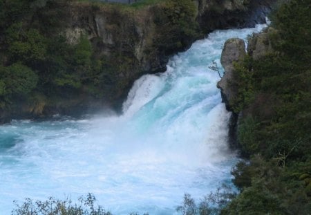 huka falls waikato river in new zealand - surf, rocks, falls, river