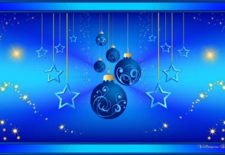 Blue Christmas Wonder 1600x900 - ornaments, christmas, holidays, stars