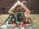 gingerbread house with green tree