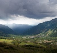 village between mountains