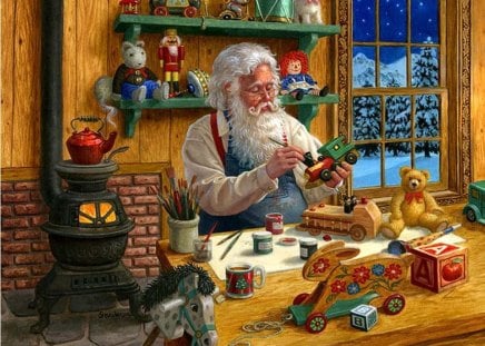 By Ruth Sanderson - santa, toy, ruth sanderson, pencil, christmas