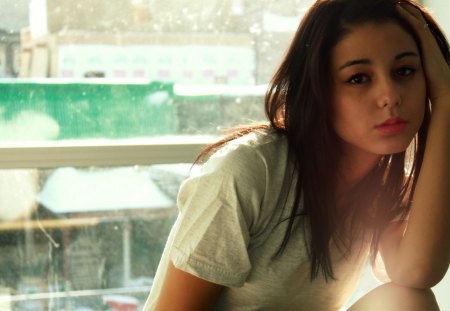 Laura Baduria - pretty, beautiful, window, girl, face