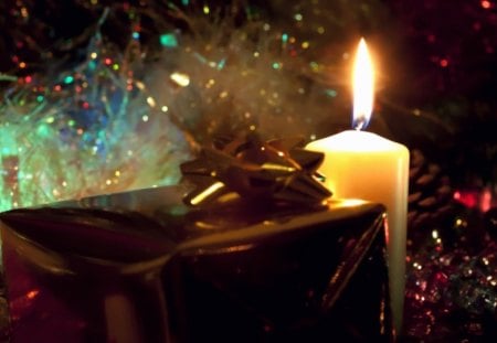 Better to give than to receive - candle, gift, light, candles, winter, present, christmas, holidays, snow, lights