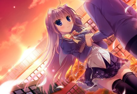 Anime - anime, school uniform, game cg, long hair