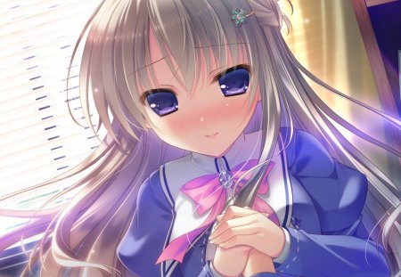 Anime - school uniform, anime, long hair, game cg