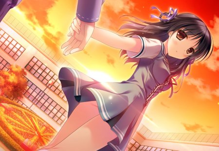 Anime - school uniform, anime, long hair, game cg