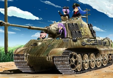 Lucky Star Und Panzer - girls, lucky star, background, tank, anime, girls und panzer