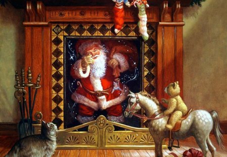 By Ruth Sanderson. - home, cat, ruth sanderson, santa, art