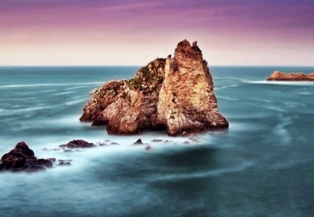 rocky beach - rocky, oceans, beach, sky