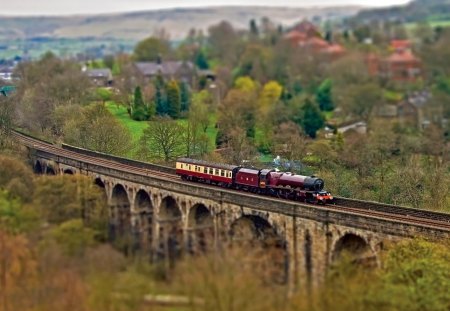 Railway over bridge - over, railway, fields, bridge