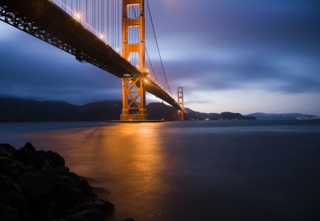 Golden Gate Bridge Night - bridges, big, golden gate, nice, cool, architecture