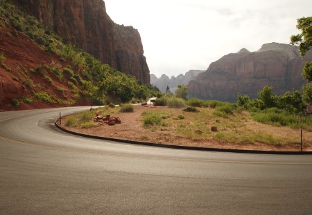 road - road, mountain, tree