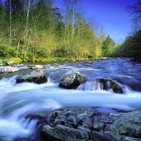 river splashed by waves