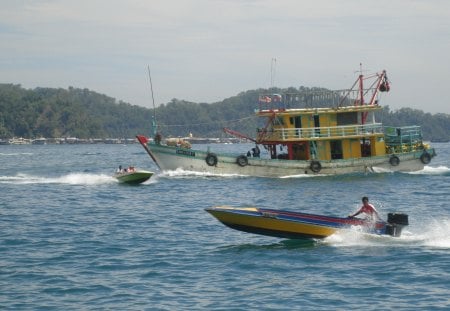 I'm Going Fishing - fishing trawlers, fish, sea, boat