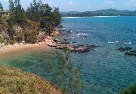 South China Sea - sea, green water, nature, beach