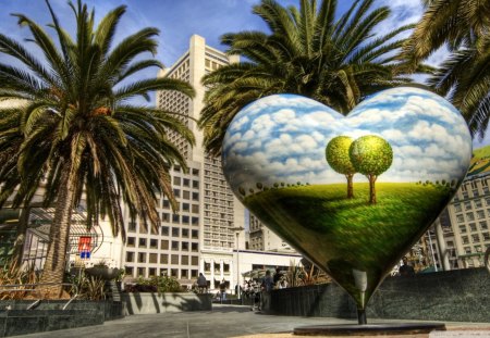 nice statue in san francisco - city, statue, palms, park