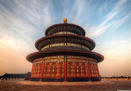 the temple of heaven in china - cloud, courtyard, round, temple