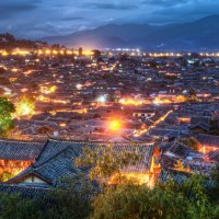 spectacular village of lijiang china at night hdr