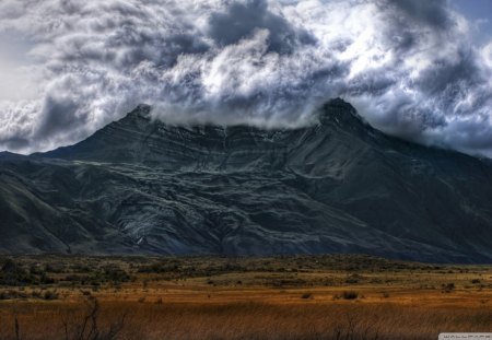 volcano in argentina - plains, volcano, mountain, clouds