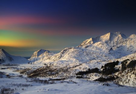 the most beautiful sky over mountains - colors, winter, mountains, sky