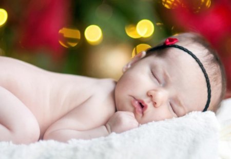 Cute baby - sleeping, cute, baby, christmas lights