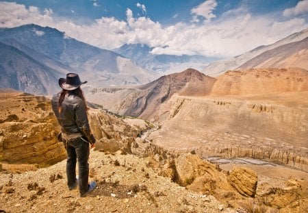 Nepal - nature, cloud, man, mountain, sky