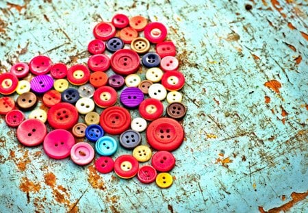 Button of Hearts - style, love, button, heart, colorful, hearts, buttons, vintage, photo