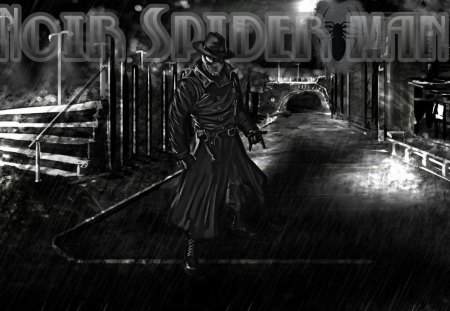 Noir Spider-man - comic, noir, game, marvel, black and white, black-white, spiderman, superhero