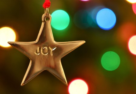 â˜† Our Great Joy â˜† - red, sparkle, lights, winter, joy, ornament, love, forever, blue, decor, merry christmas, golden, colored, star, nature, green