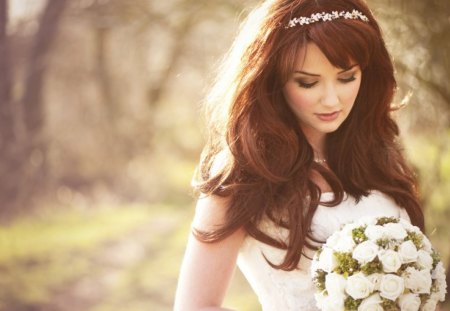 girl with flowers - flowers, tree, girl, roses