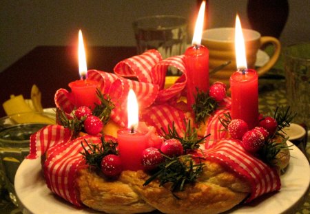 ๑♥๑ When Is Christmas ๑♥๑ - winter, red candles, forever, table, love, nature, cold season, lights, ribbon, merry christmas, bow