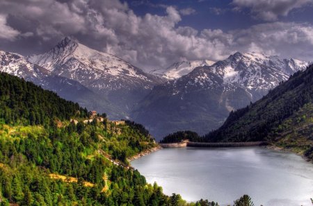 snow mountains - lake, nature, cool, mountain