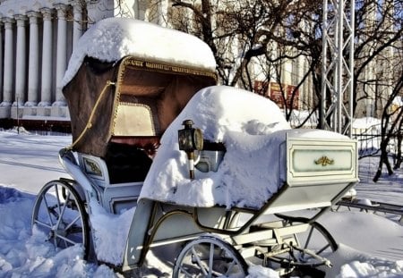 Old car :) - new york, winter, hackney, cab, cald, snow