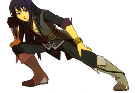 Yuri Lowell - movie, long hair, purple hair, yuri lowell, tales of vesperia the first strike, cool, boy, purple eyes, cute, stretching, bracelet