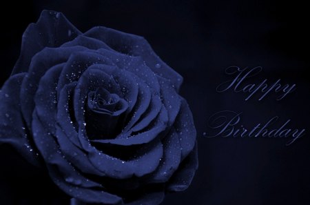 Blue - flowers, rose, happy birthday, blue