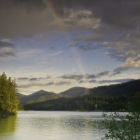 Rainbow at lake