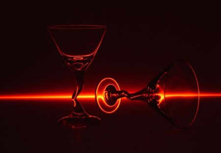 The Party's Over - abstract, glasses, red, light, party, warped, black, sunrise