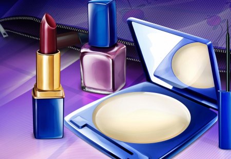 Make-up - compact powder, nail polish, lipstick