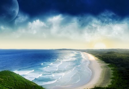 Coastal Sunset - beach, coastel