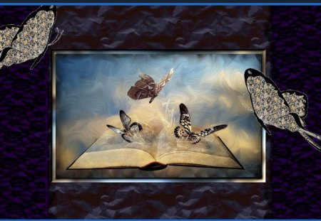 BOOK OF BUTTERFLIES - pages, animals, book, butterflies