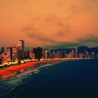 evening on benidorm beach spain