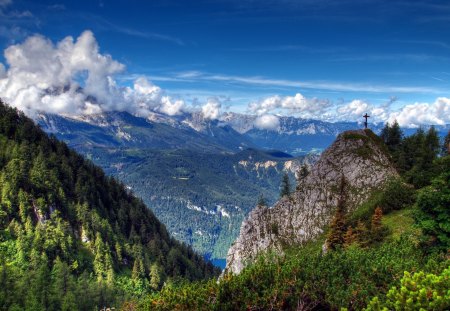 clouds over the mountains - over, clouds, mountains, tree