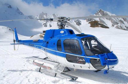 helicopter in the mountains - snow, helicopter, winter, mountains