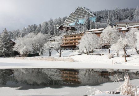 Winter - cottage, new year, meet, magic, countryside, cold, holiday, frozen, snowy, little, fence, light, park, snowflakes, deer, forest, snow, beautiful, frost, cabin, nice, sky, trees, painting, home, pretty, mood, house, care, alleys, tree, ice, girl, winter, warmth, yard, lovely, christmas, village, kindness, roe