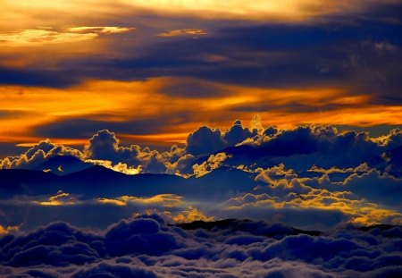 DANCING CLOUDS - clouds, sunset, nature, ocean, sky