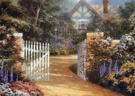 Country Cottage - flowers, houses, cottage, garden