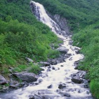 seasonal waterfall in chugach mountains alaska