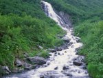 seasonal waterfall in chugach mountains alaska