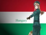 Hungarian girl with national flag