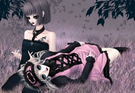 Gothic girlfriends - abstract, girls, fantasy, gothic